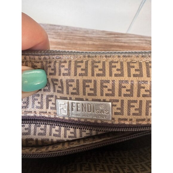 Fendi Roma Zucca Monogram Crossbody Bag Vintage Brown Leather & Canvas Italy - Picture 6 of 11
